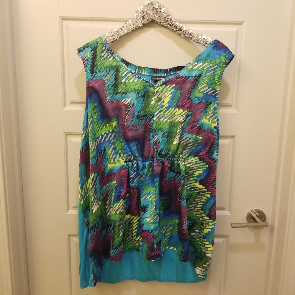 Lane Bryant Blue Colorful Sleeveless Blouse 22/24